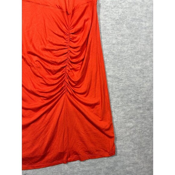 Free‎ People Orange Dress XS Ruched Front Detail Stretchy Comfortable - Picture 2 of 4
